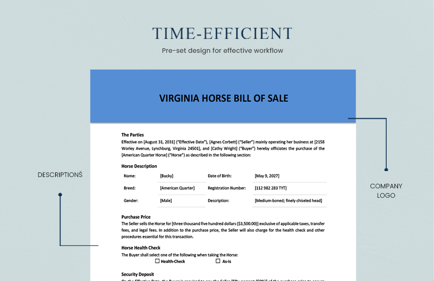 Virginia Horse Bill of Sale Template