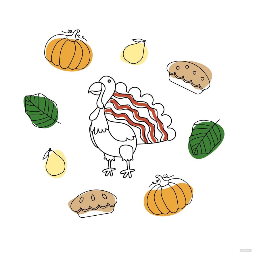 Thanksgiving Doodle Vector Template