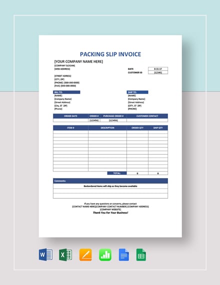 packaging slip invoice 2