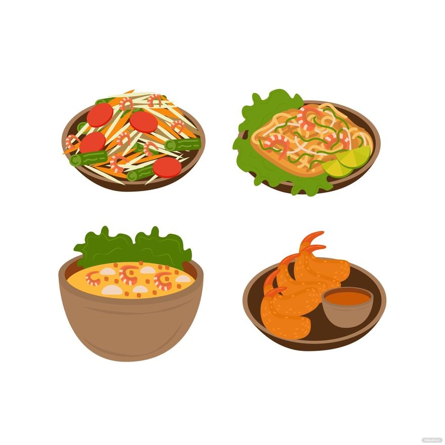 Free Thai Food Vector in Illustrator, EPS, SVG, JPG, PNG