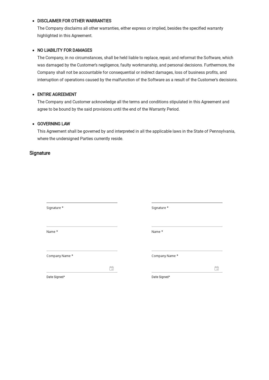 Limited Warranty Template - Google Docs, Word  Template.net Intended For limited warranty agreement template