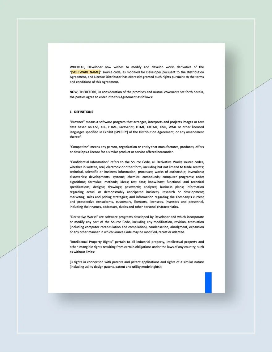 Source Code License Agreement Fully Paid-Up, Royalty Template