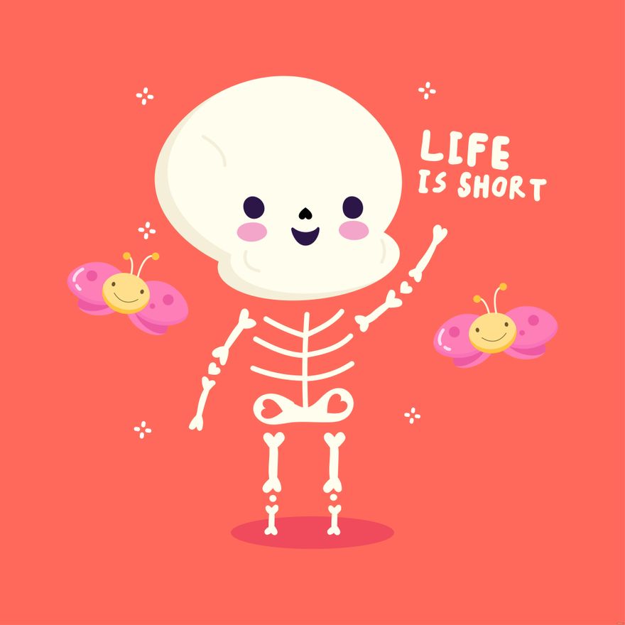 Free Skeleton Cartoon Illustration in Illustrator, EPS, SVG, JPG, PNG