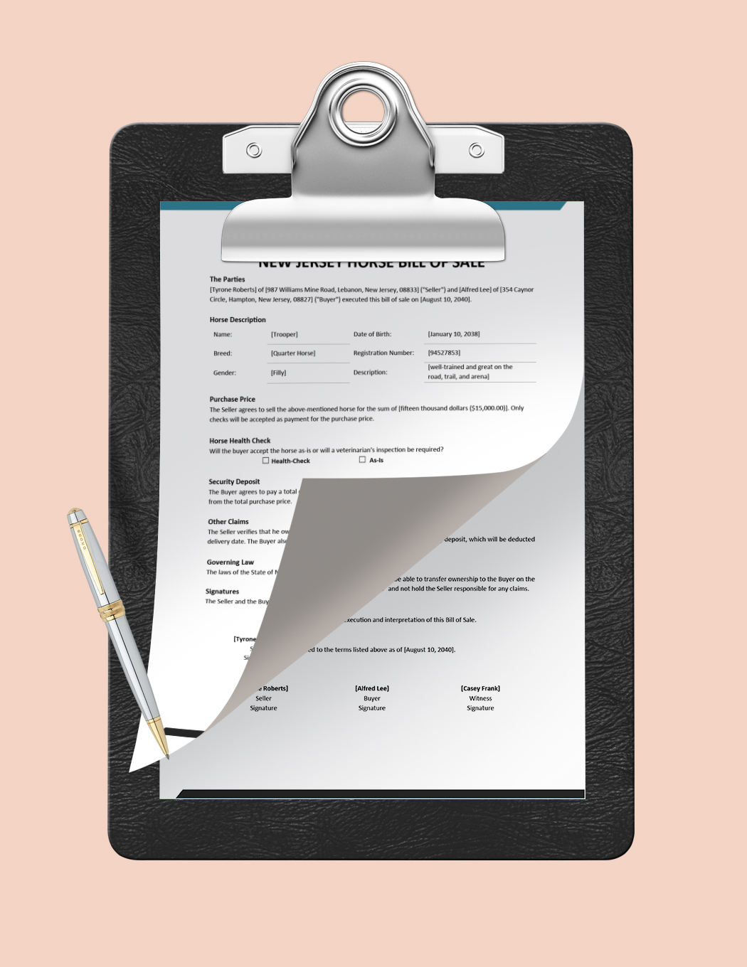 New Jersey Horse Bill of Sale Template