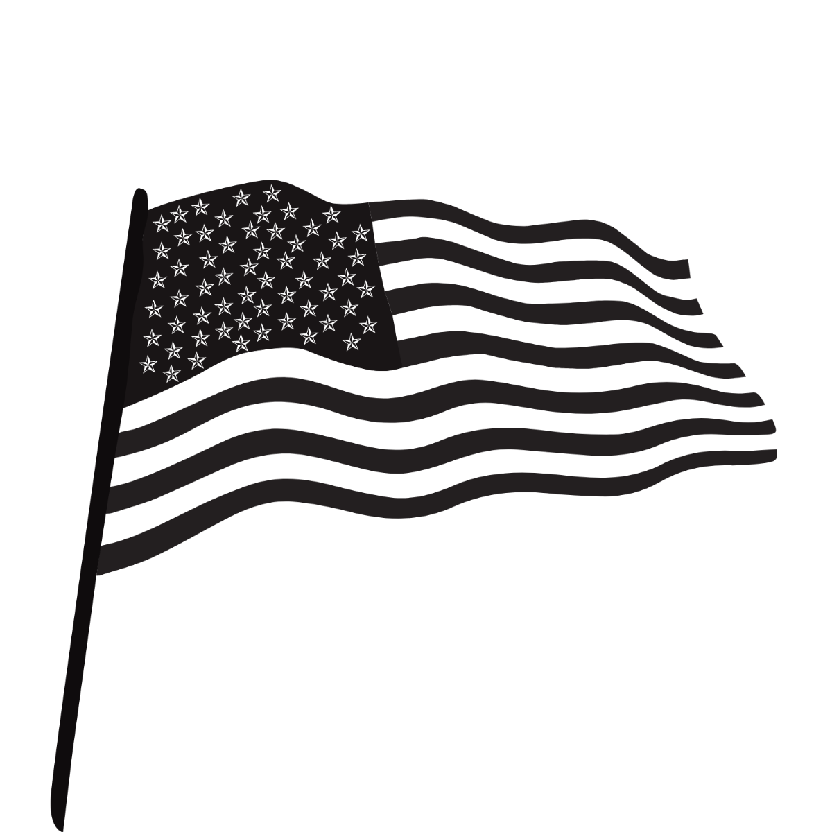 Black and White American Flag Vector Template