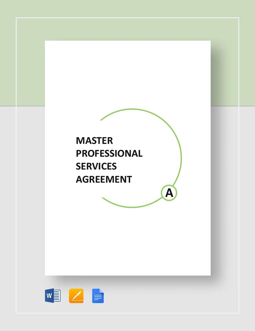 Master Professional Services Agreement Template