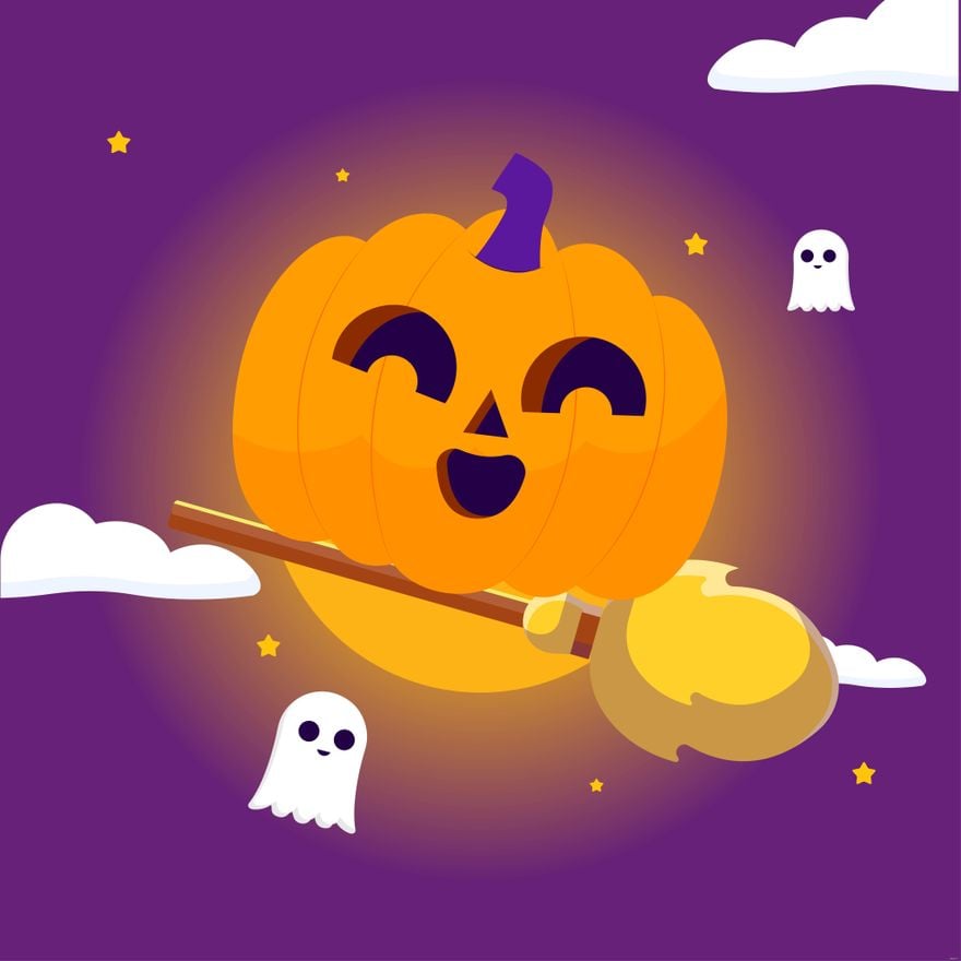Cartoon Halloween Pumpkin Illustration in Illustrator, EPS, SVG, JPG, PNG