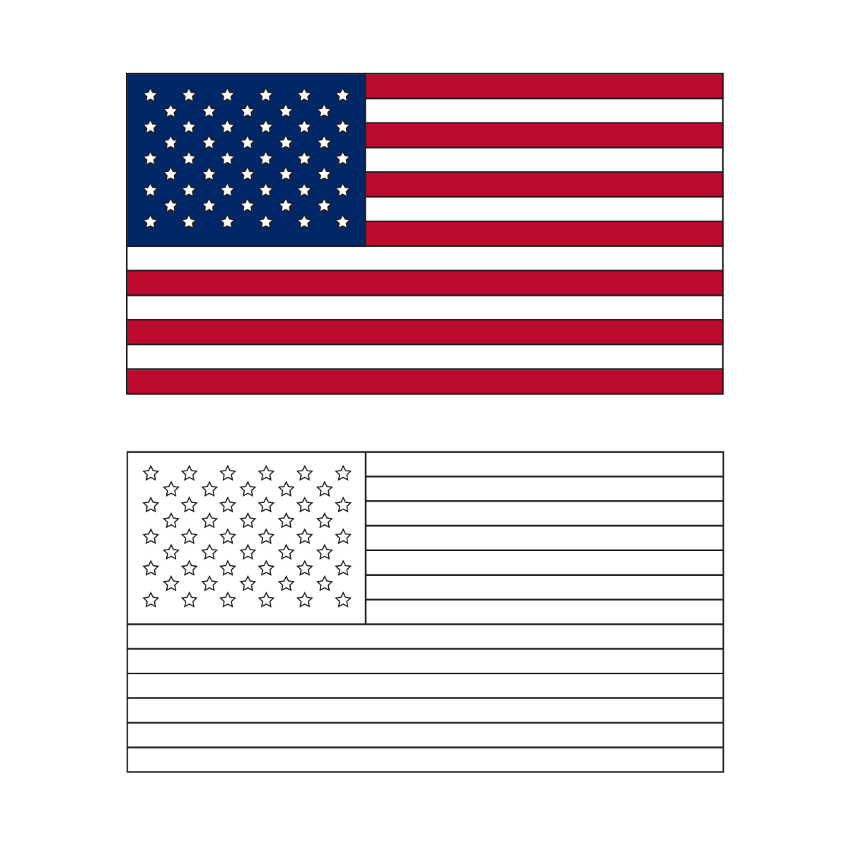 American Flag Line Vector Template