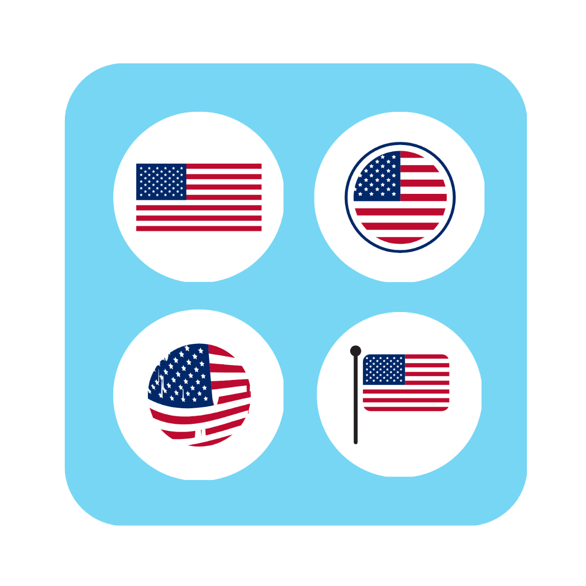 American Flag Icon Vector Template