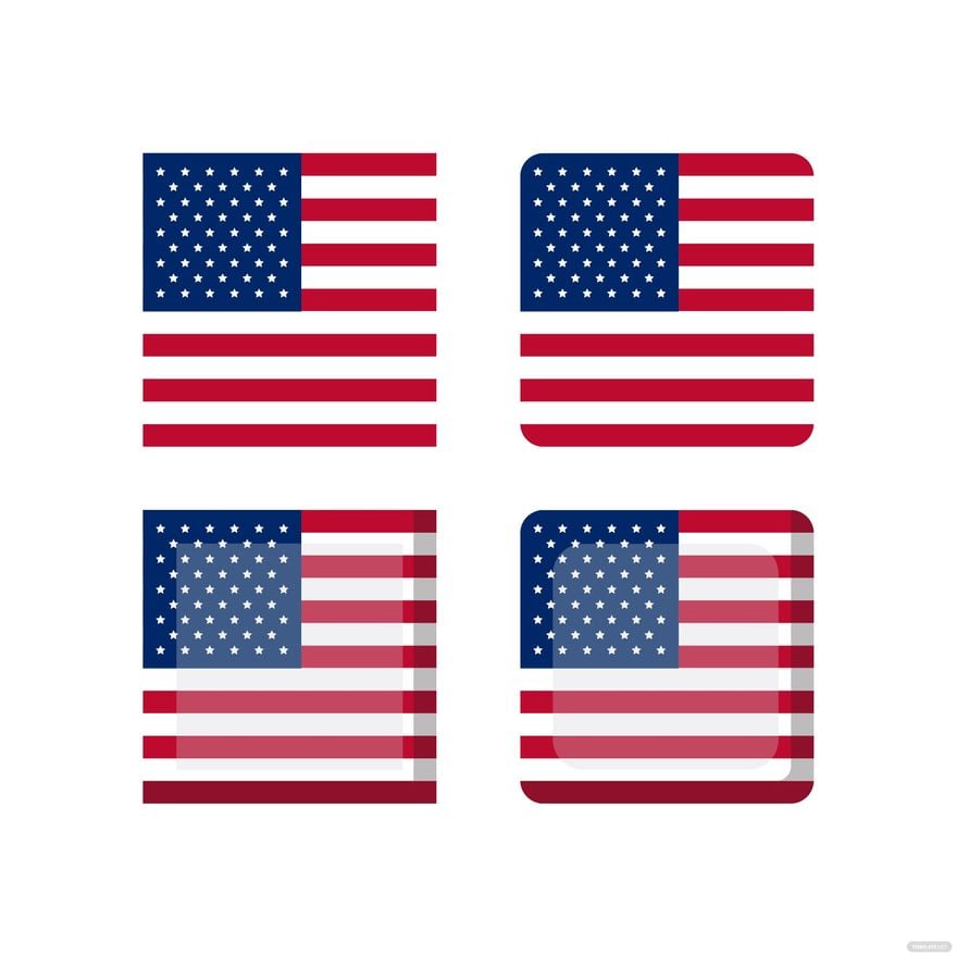 Square America Flag Vector Template