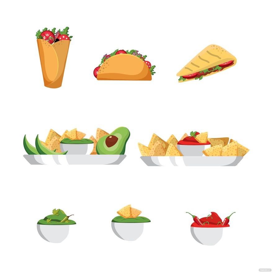Mexican Food Vector in Illustrator, EPS, SVG, JPG, PNG
