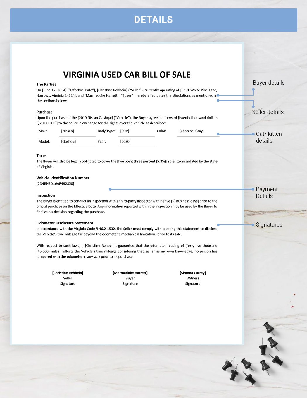Free Virginia Vehicle Bill of Sale Form Template Google Docs Word