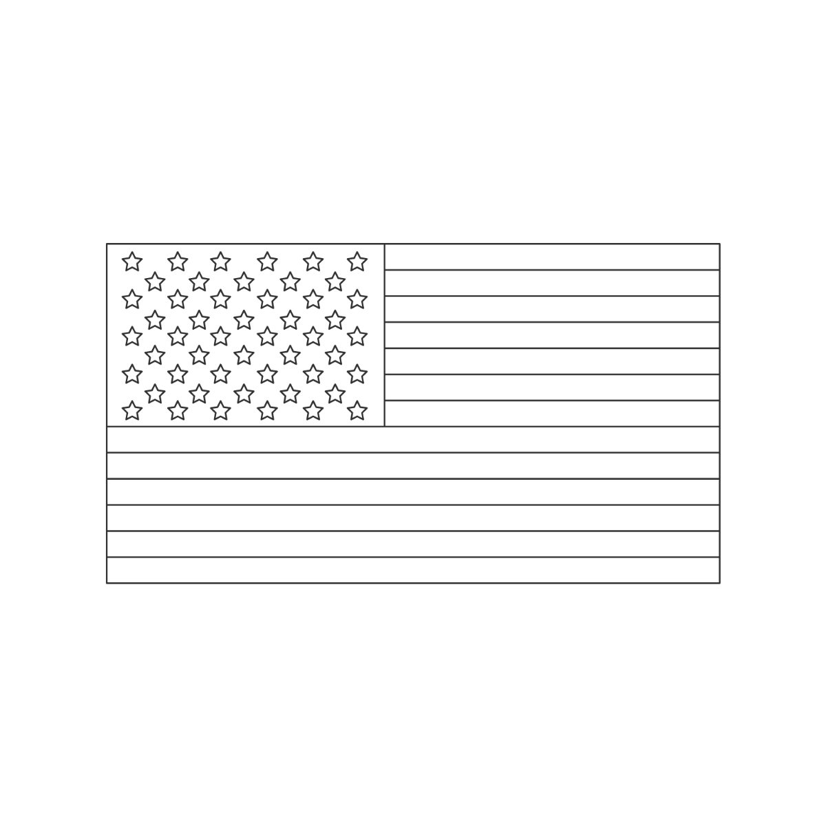 American Flag Outline Vector Template