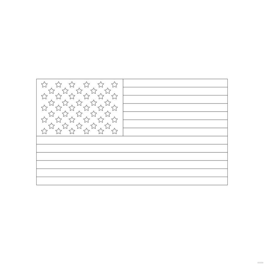 American Flag Outline Vector