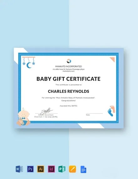 Free Baby Gift Certificate Template
