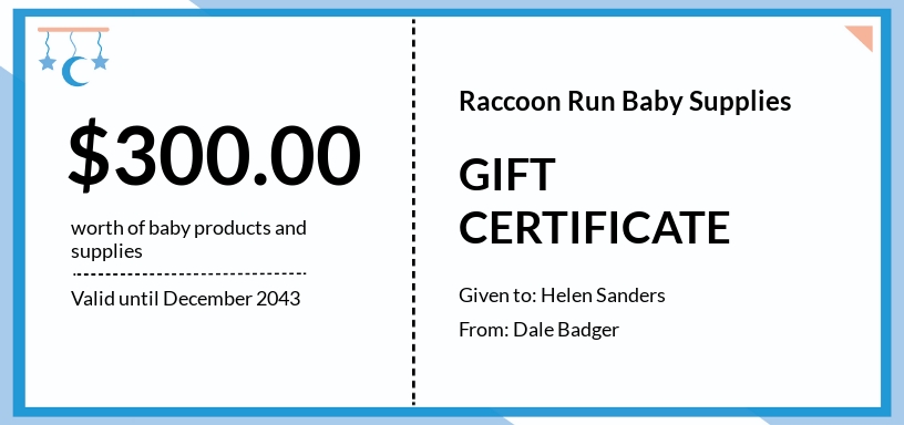 Baby Gift Certificate Template - Illustrator, InDesign, Word, Apple Pages, PSD, Publisher