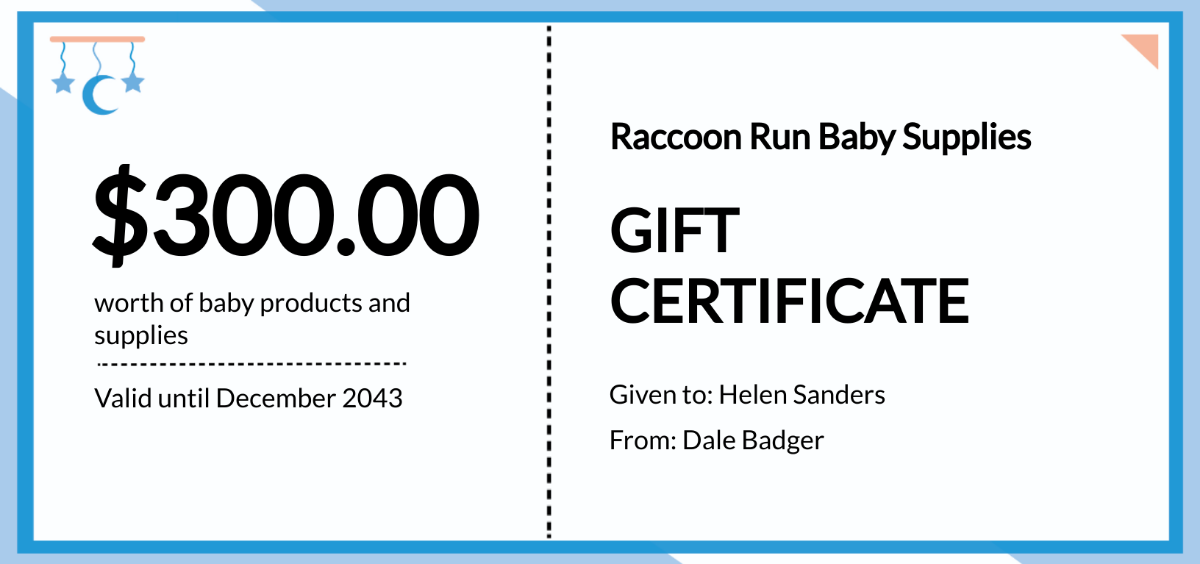 Baby Gift Certificate Template