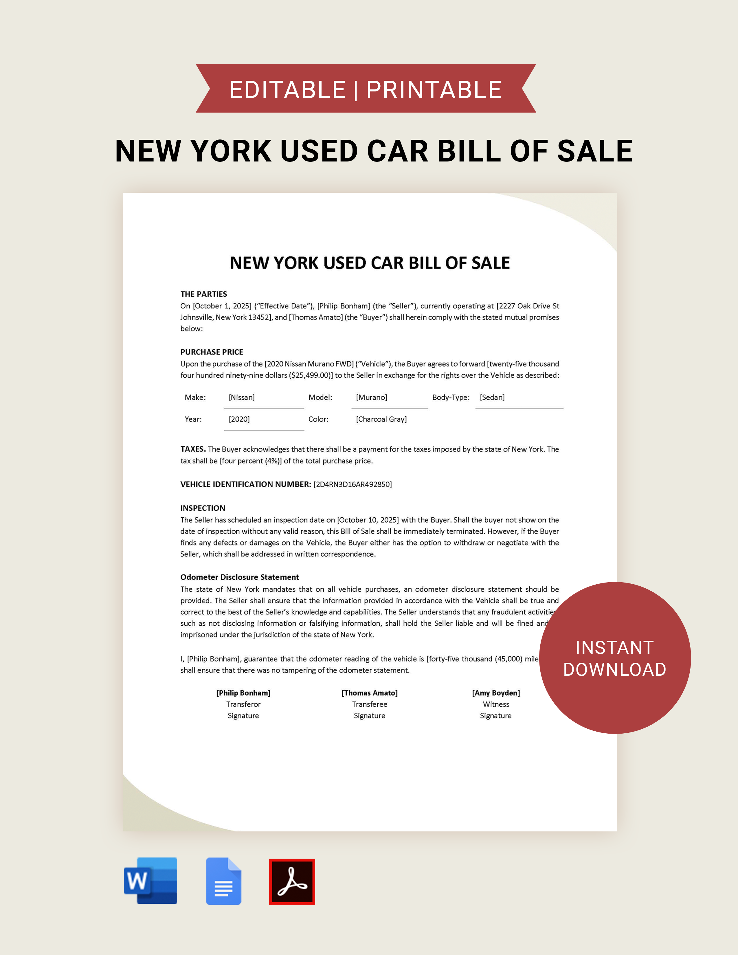 new york state automotive bill of sale