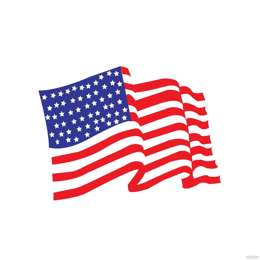 Flying American Flag Vector in Illustrator, EPS, SVG, JPG, PNG