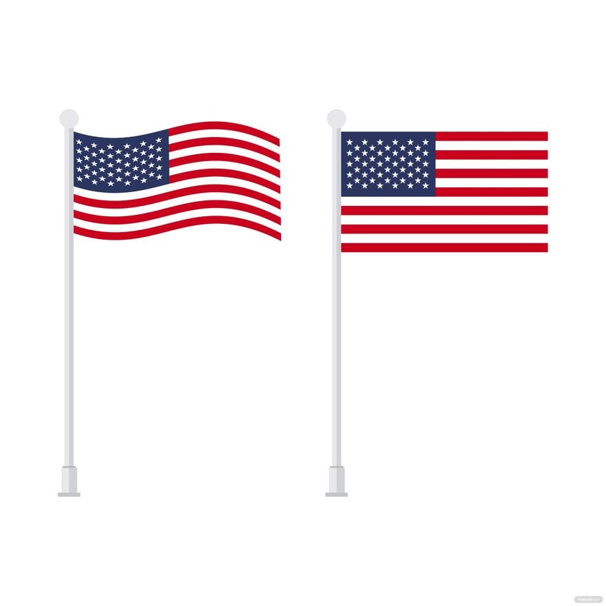 American Flag Pole Vector
