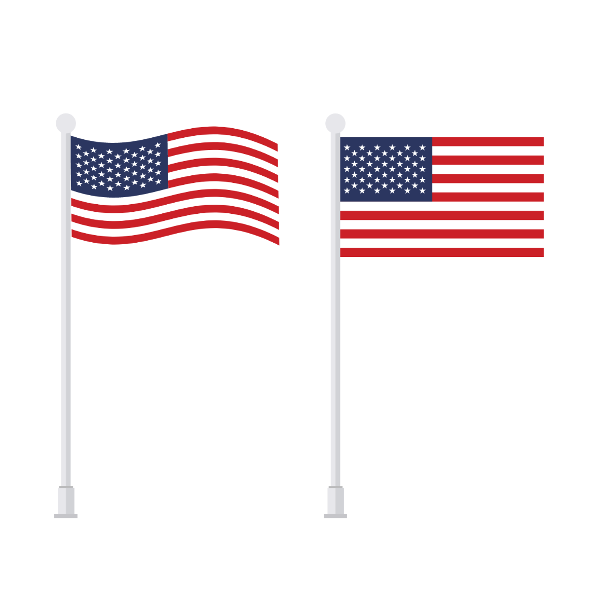 American Flag Pole Vector Template
