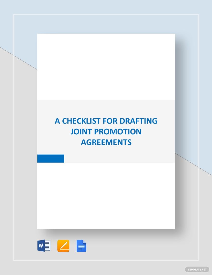 Checklist Drafting Joint Promotion Agreements Template