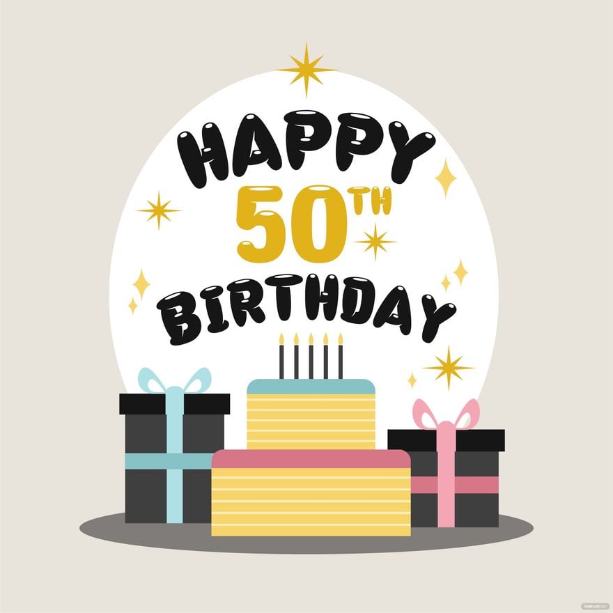 Free Happy 50th Birthday Celebration Vector
