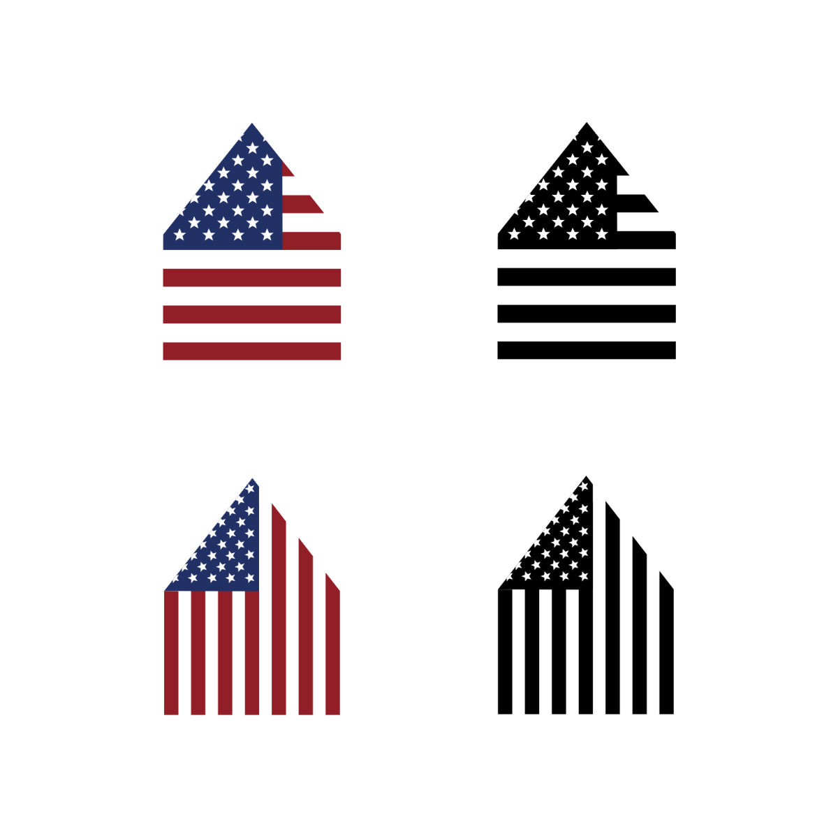 American Flag House Vector Template