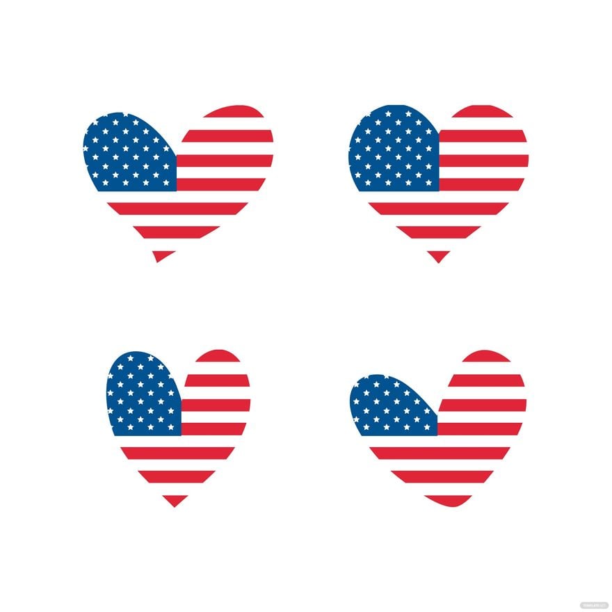 American Flag Heart Vector