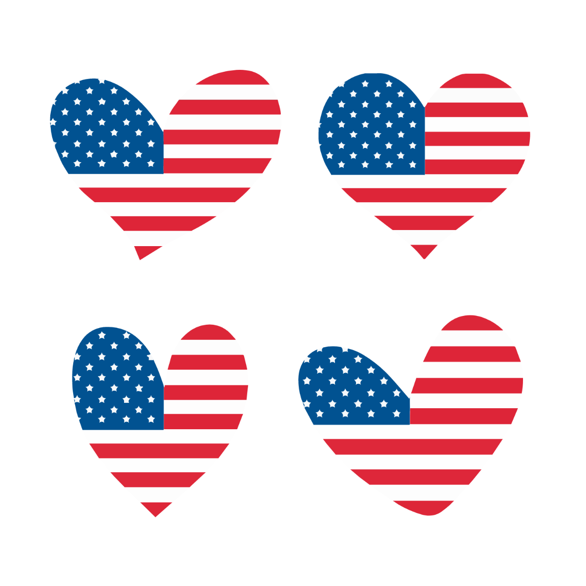 American Flag Heart Vector Template