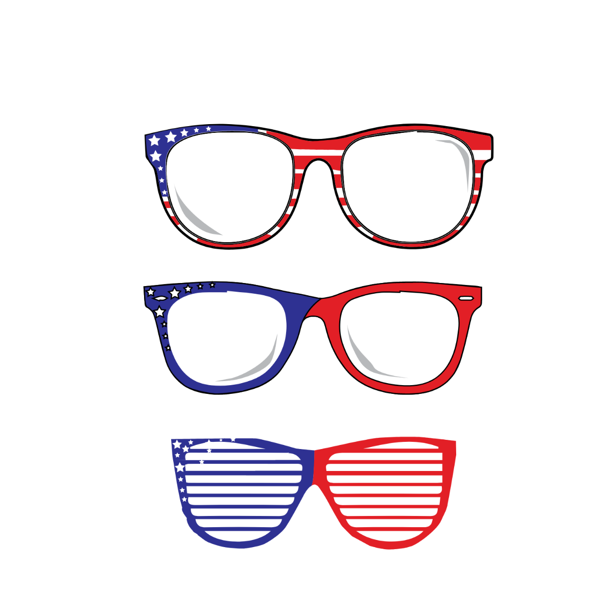 Sunglasses American Flag Vector Template