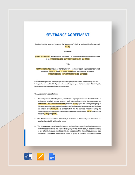 8 Sample Severance Agreement Templates Pdf Docs Word Free Premium Templates