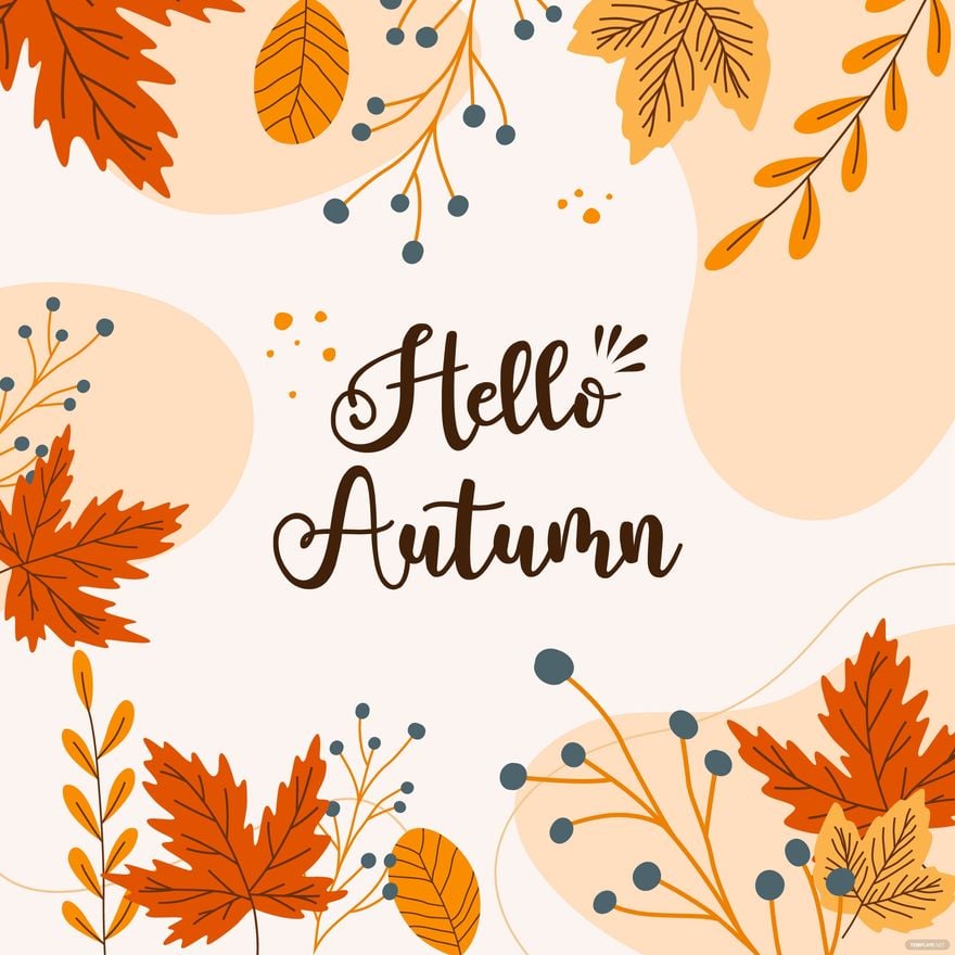 Free Hello Autumn/Fall Leaves Vector
