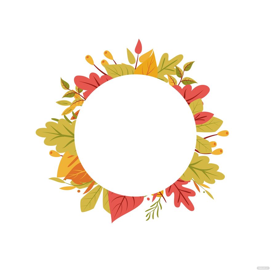 Autumn Leaves Circle Border Vector