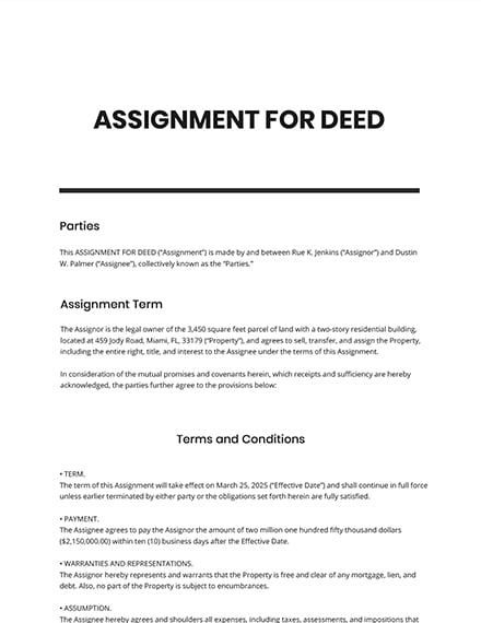 deed of assignment of proceeds