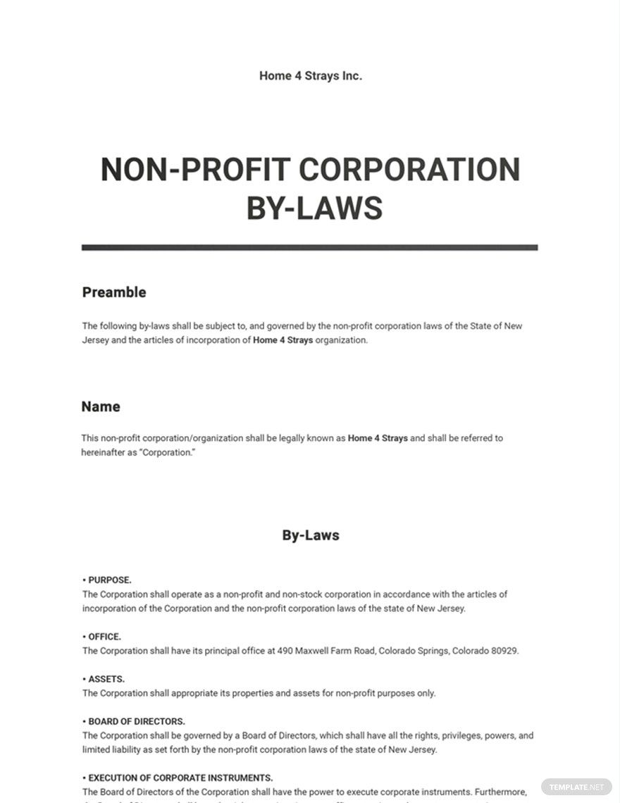 Bylaws Templates Design Free Download Template net