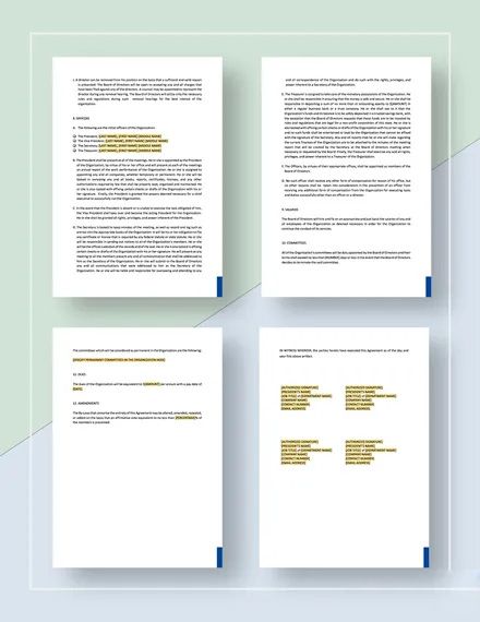Bylaws Not for Profit Corporation Template