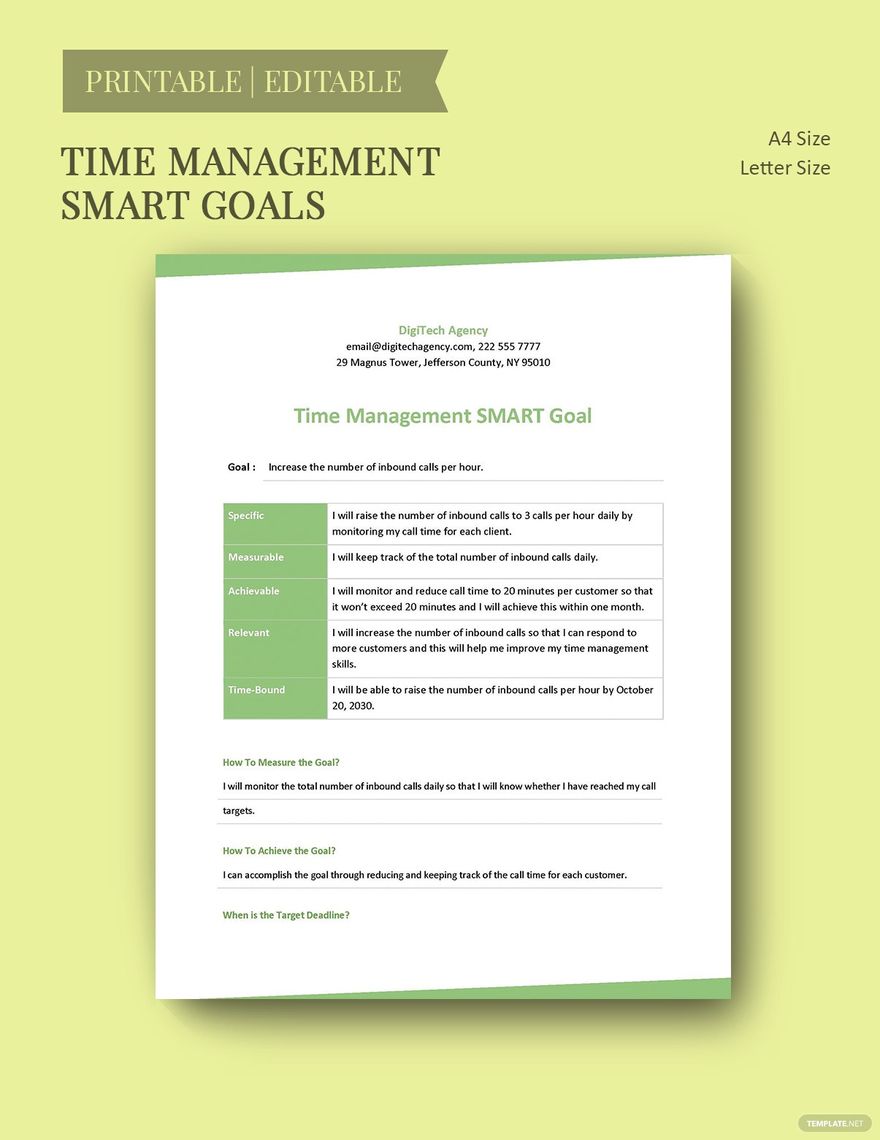 Time Management Smart Goals Template Google Docs Google Slides 