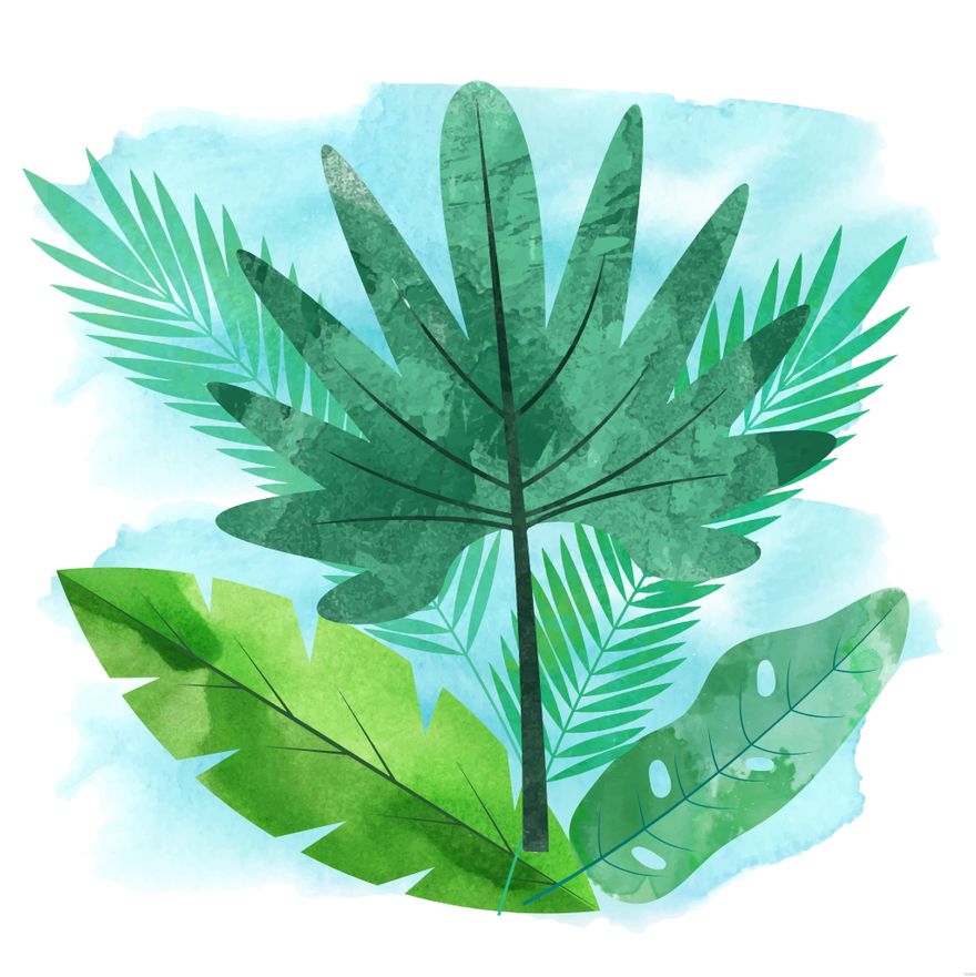Free Tropical Leaves Watercolor Illustration