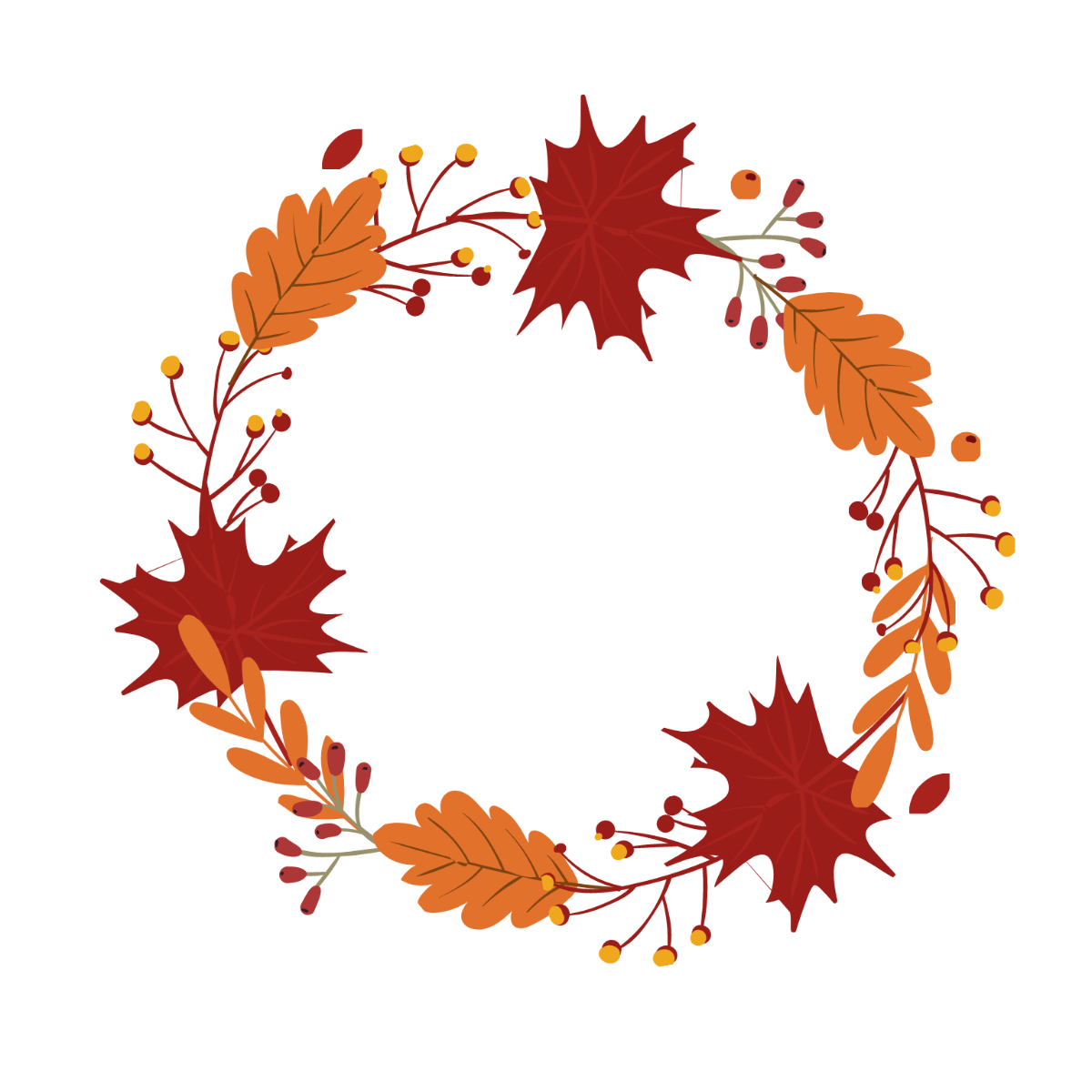 Autumn Leaves Circle Frame Vector Template