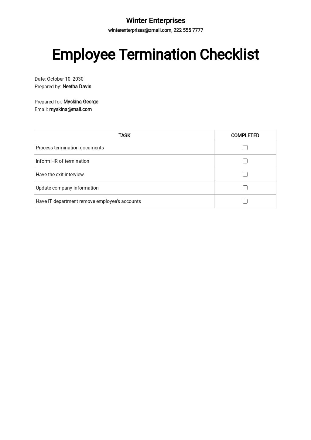 Employee Hiring HR Checklist Template - Word, Apple Pages, PDF ...