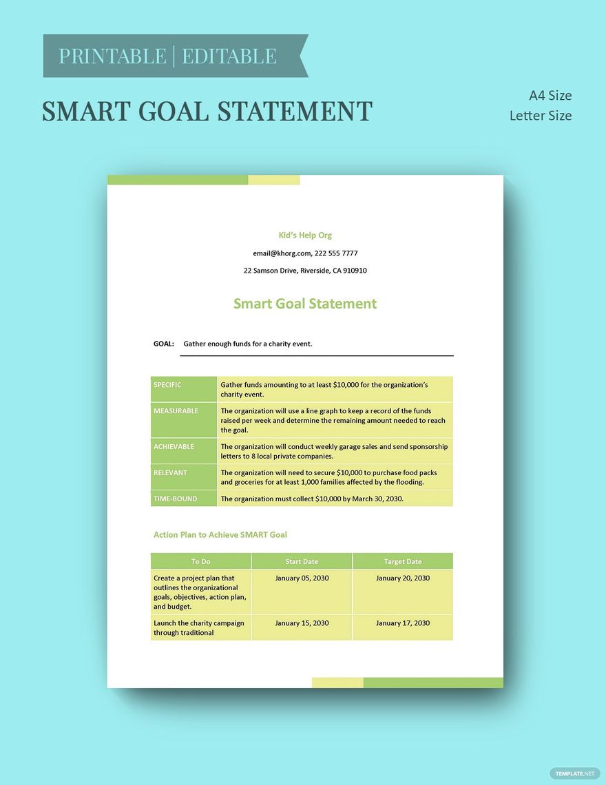 Smart Goal Statement Template