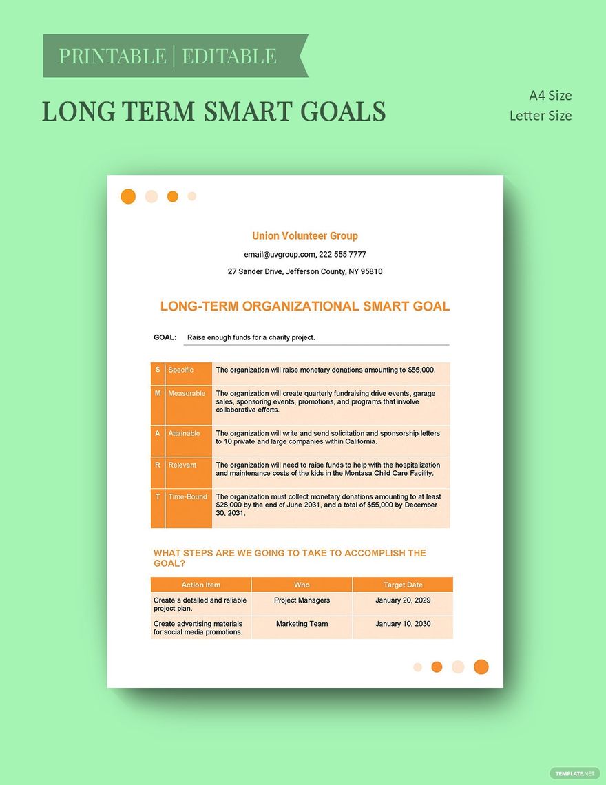 Long Term Smart Goals Template