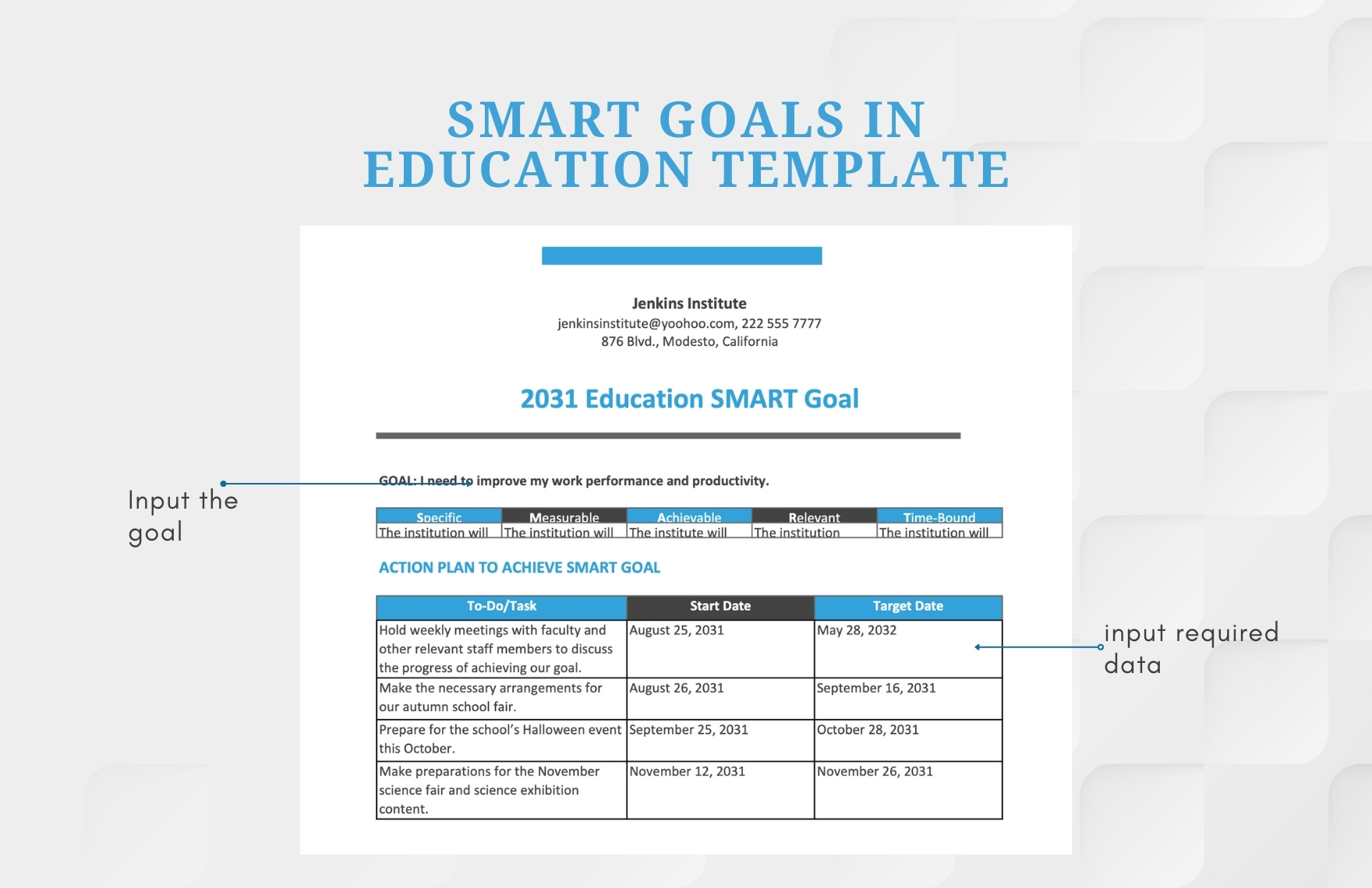 Smart Goals in Education Template