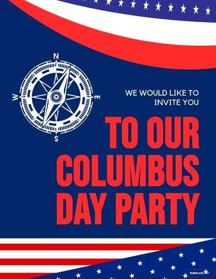 Free Columbus Day Party Flyer Template