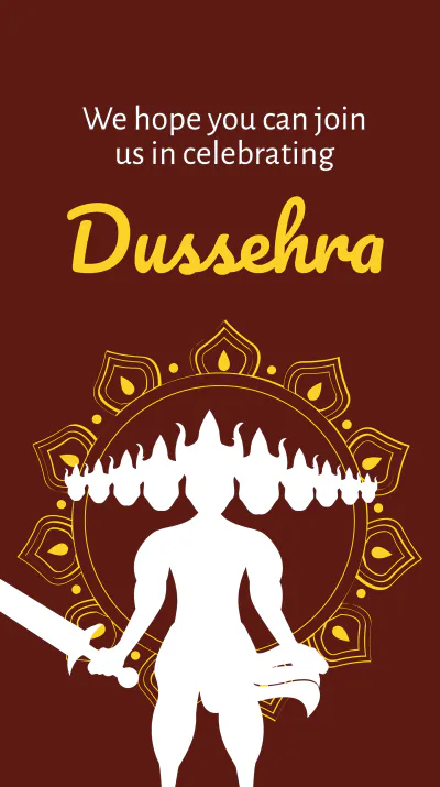 Free Dussehra Invitation Instagram Story Template to Edit Online