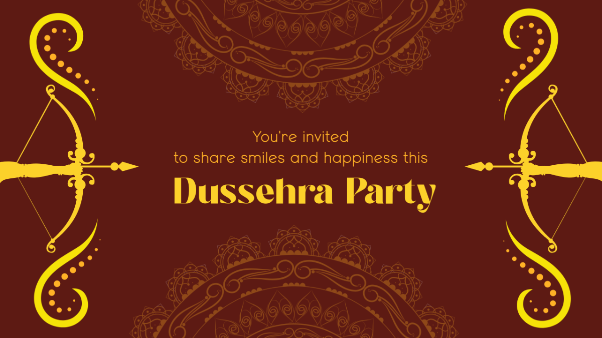 Free Dussehra Invitation Youtube Banner Template to Edit Online