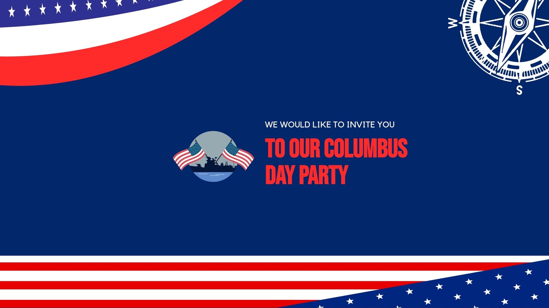 Columbus Day Party Youtube Banner Template