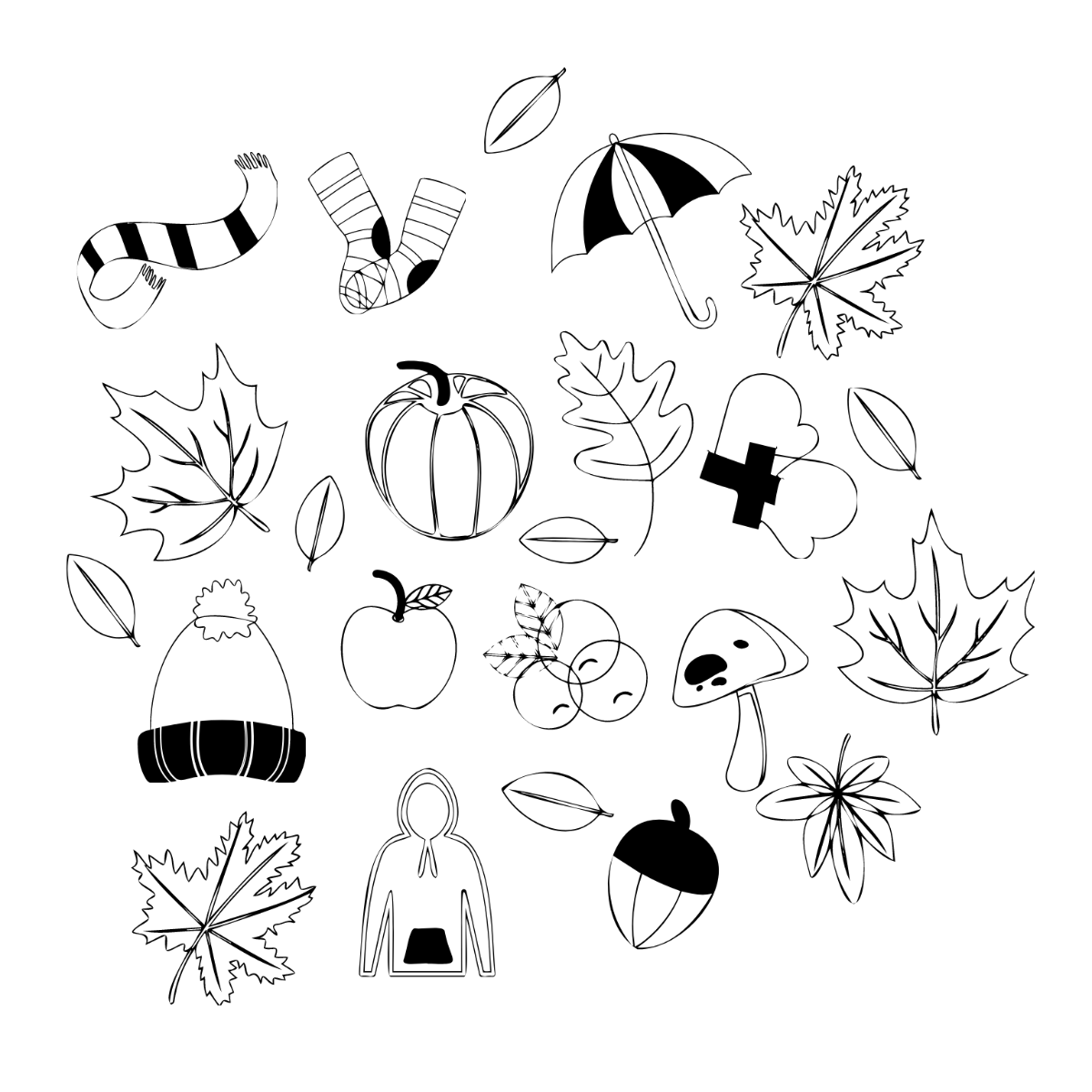 Autumn Vector Black And White Template