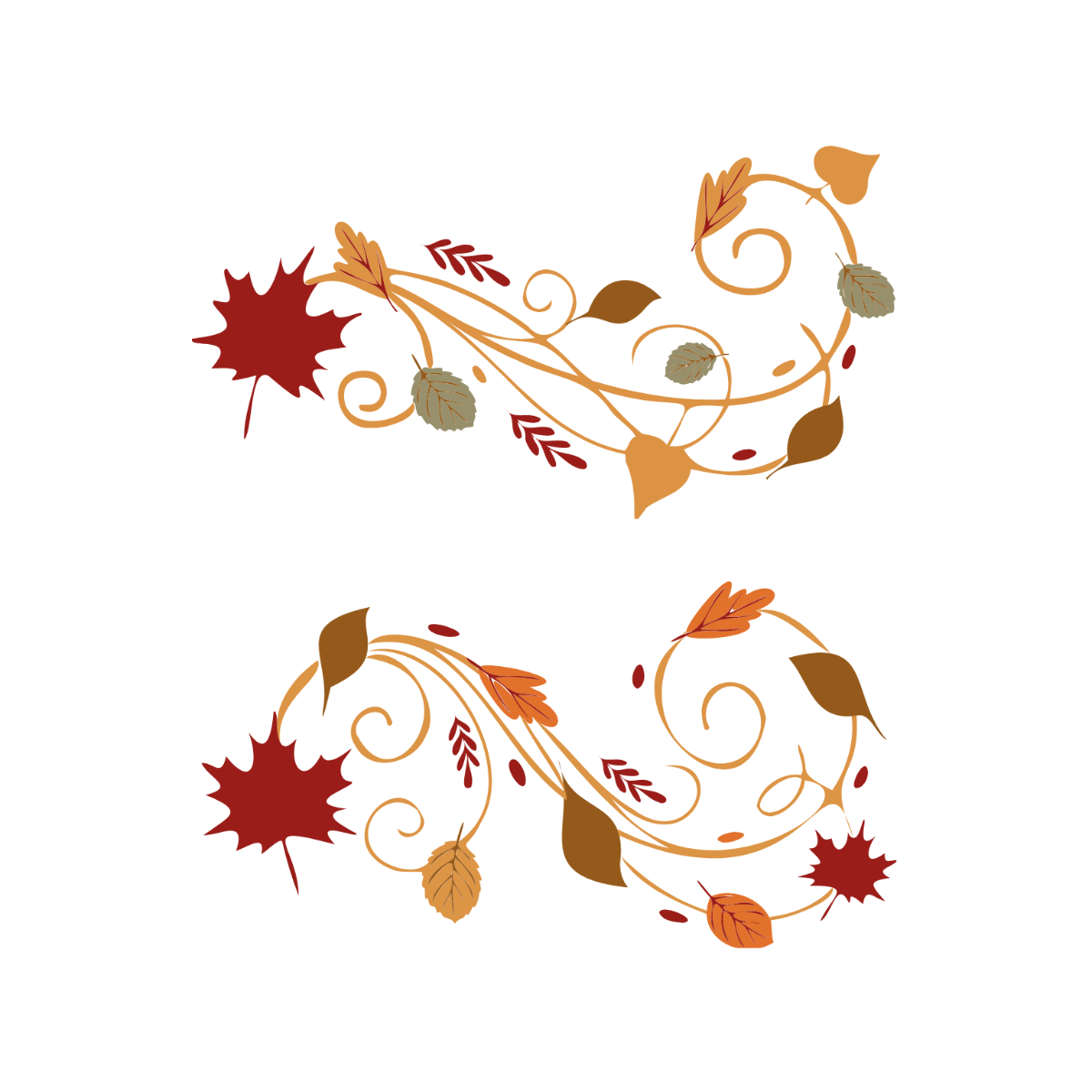 Autumn Leaves Ornament Vector Template